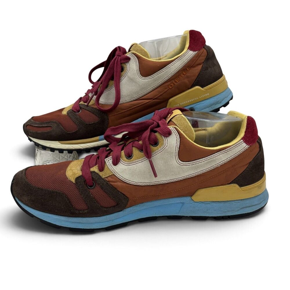 Diesel Absolute Sneakers Mens US 12 Multicolor Leather Suede Mesh Lace Up Shoes